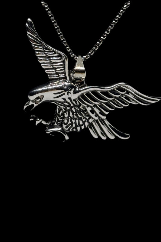 Adler-Anhänger mit Detailliertem Edelstahlkette in Silber