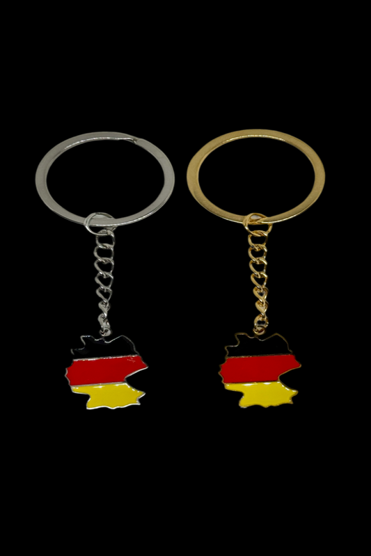 Deutschland Schlüsselanhänger – Edelstahl, Silber oder Gold – 2,5 × 8 cm