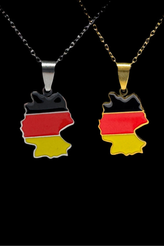 Deutschland-Halskette aus Edelstahl – Gold oder Silber – 45 cm – Unisex